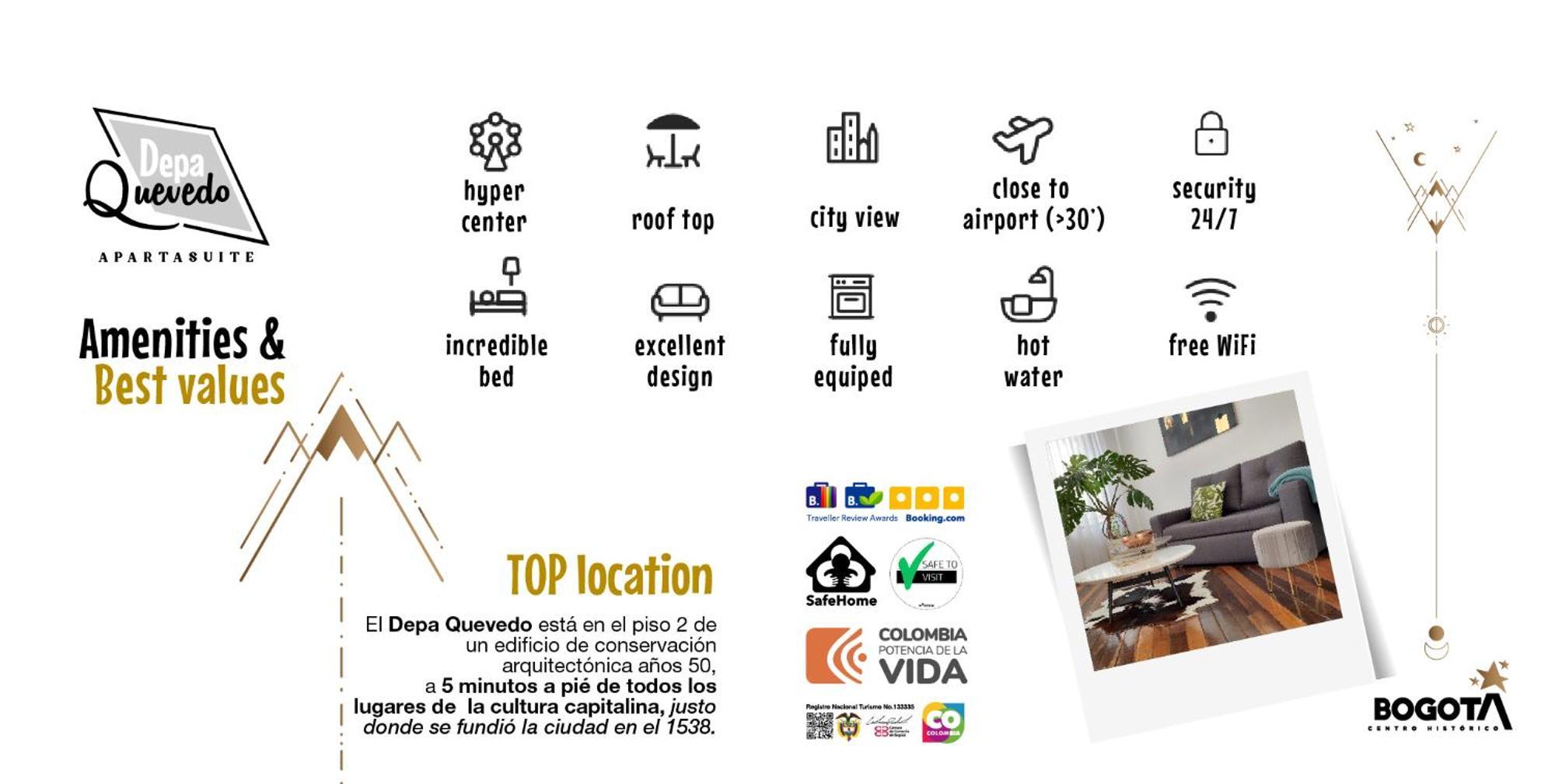 Depa Quevedo - Trendy Revamped Flat - Exceptional Spot In Bogota'S Historic Colonial Square - Candelaria Kültér fotó